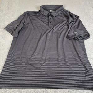 Reebok Golf  Polo Shirt Mens 4XLT Gray Striped Performance Stretch Big Tall